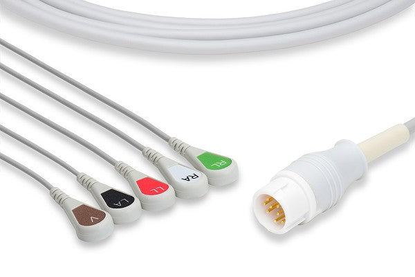 Philips Compatible Direct-Connect ECG Cable 5 Leads Snap