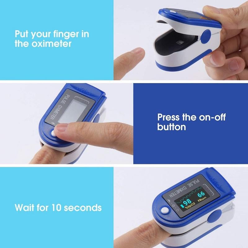 Fingertip Pulse Oximeter Finger Blood Oxygen Saturation Monitor SpO2 Level Heart Rate Monitor - MEDPROSHOP